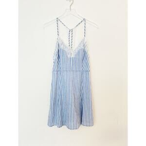 NWT Lush Magnolia Boutique Blue Stripe Lace Dress Size Medium